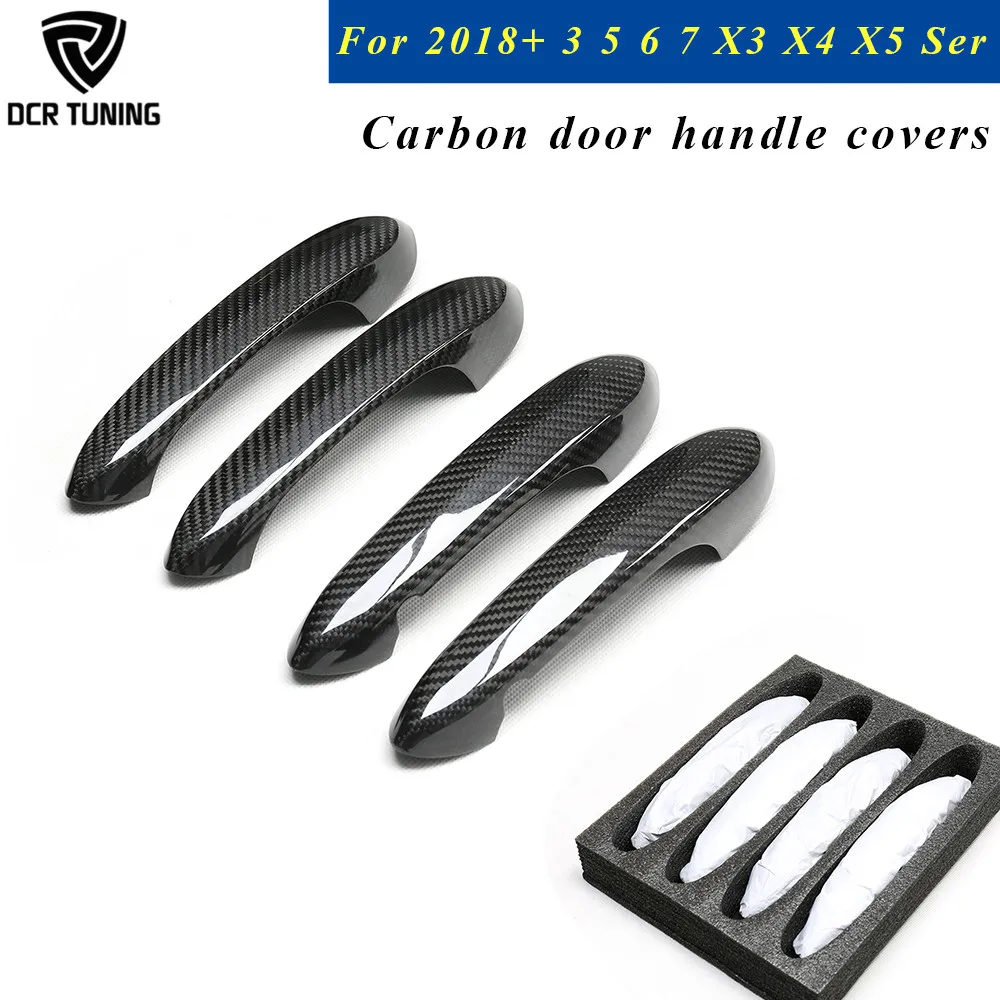 For BMW G20 G30 G15 F40 F95 F90 Carbon Fiber Door Handle Cover Overlayer 4 pcs/set External Door Protector Trim for Toyota Supra
