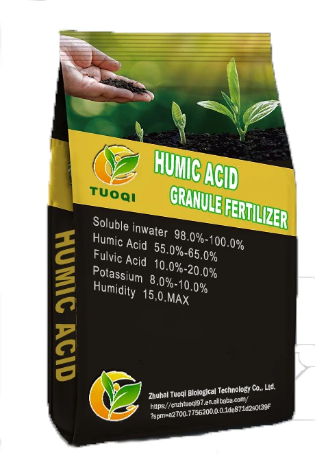 Custom Agricultural Organic Fertilizer Pellets Plant-Sourced Humic Acid + Fulvic Acid Granular Humate Soil Application Quick