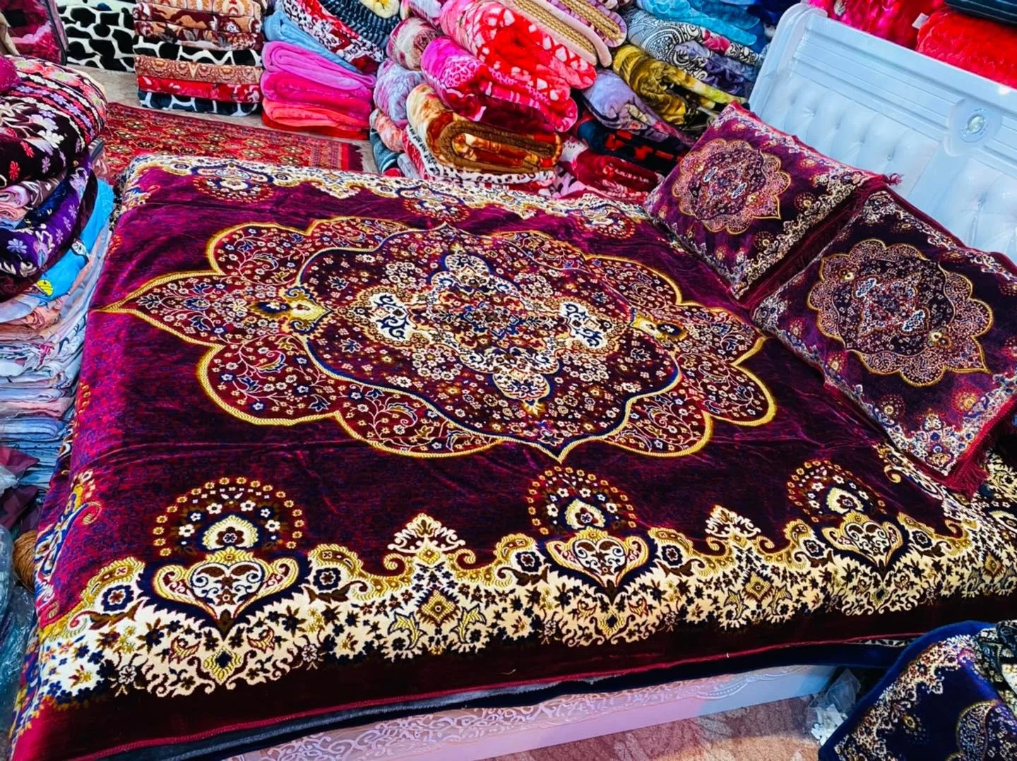 Афганское постельное белье Восточное покрывало 1 комплект из 3 предметов; 225*225 + 2