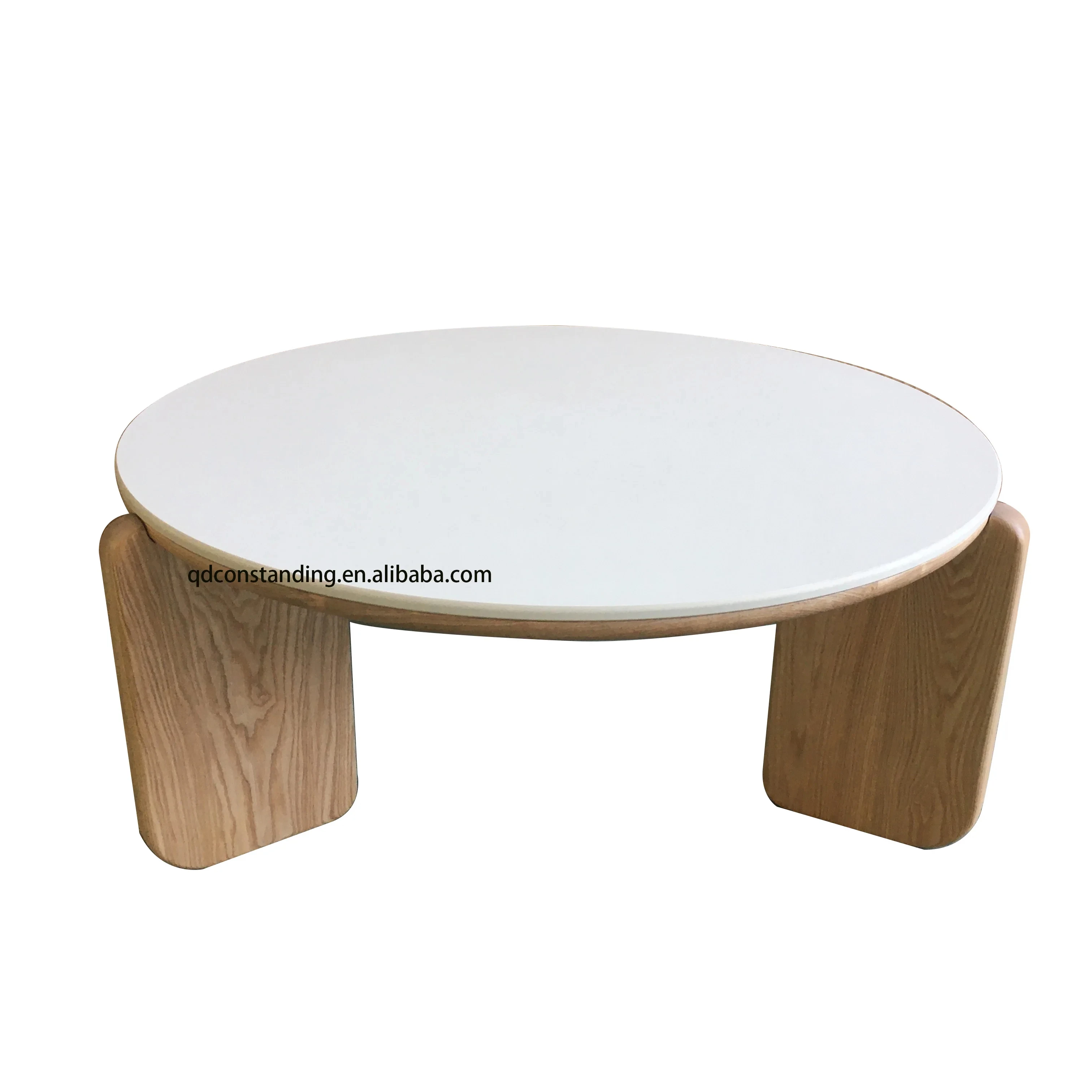 OEM ODM Factory Customized Wooden leg marble Terrazzo white sintered stone dining coffee table