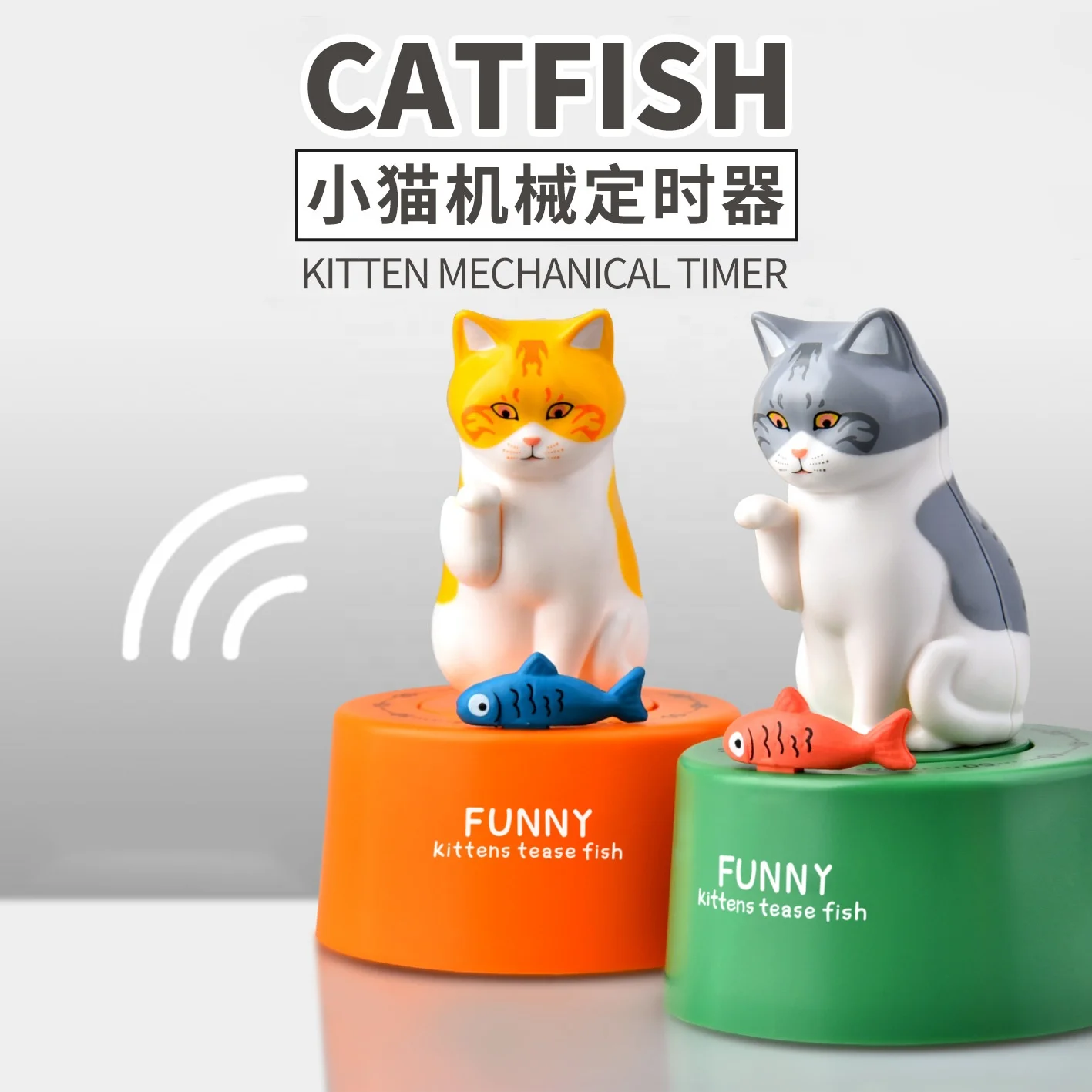 Home and Kitchen 2024 New Arrivals Mechanical Kitchen Timer CAT Table Clock Timer Wind Up 60 Minutes Manual Countdown Timer