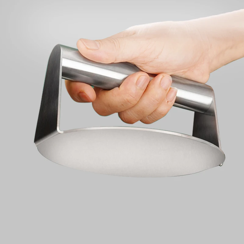 Silicone Stainless Steel Hamburger Meat Press Mold, Circular or Square Meat Patty Maker,  Teppanyaki Tool