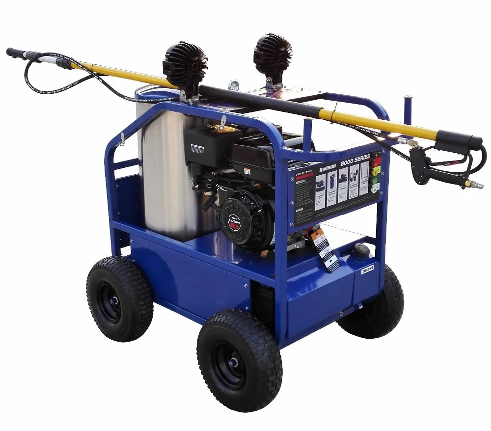 5000psi gasoline engine hot water high pressure washer with headlight