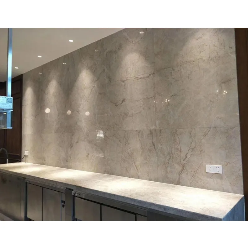 Elegant customized kitchen Taj mahal quartzite countertop bar top