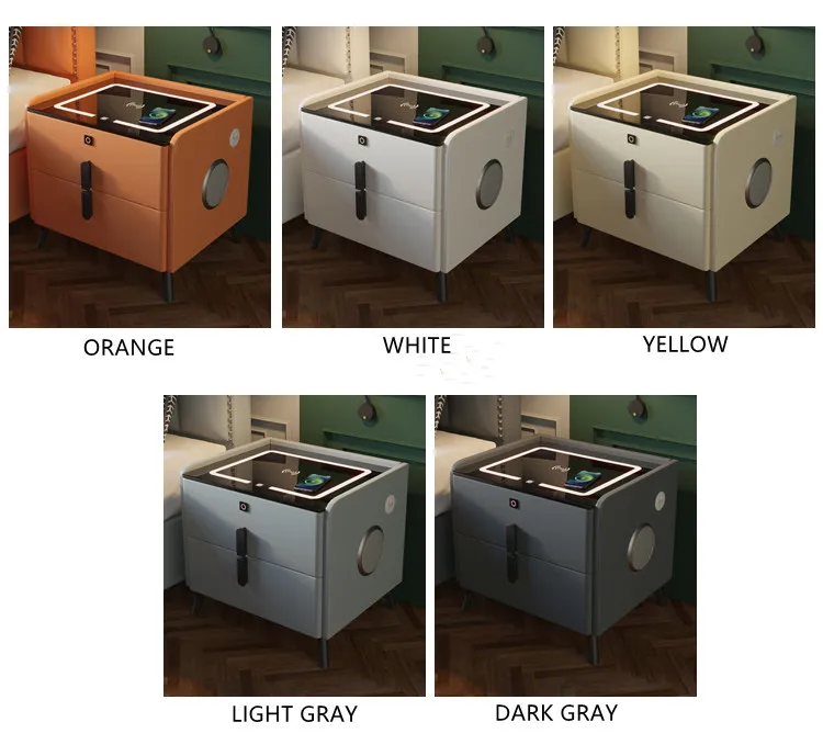 Patented Luxury Cabinet Night Stand White Smart Bedside Table Nightstands