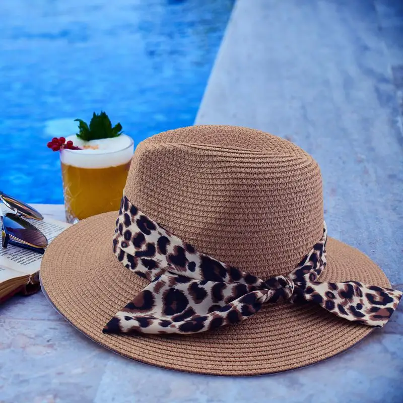 Wholesale New Design Solid Ladies Wide Brim Paper Panama Beach Sun Hat For Women Summer Straw Hats For Women