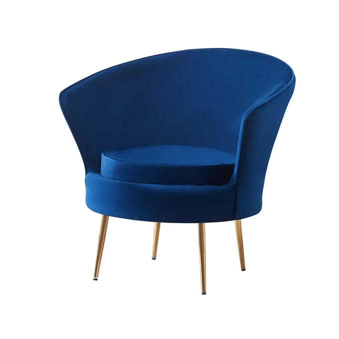 cheap high quality Modern living room furniture petal chair back modeling velvet fabric metal feet living room armchair sofa