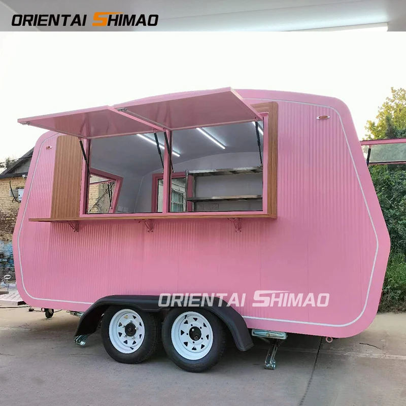 Shimao Oriental Boat-Shaped Food Trailer Fully Equipped Mobile Street Kitchen DOT Vending Coffee Food Truck