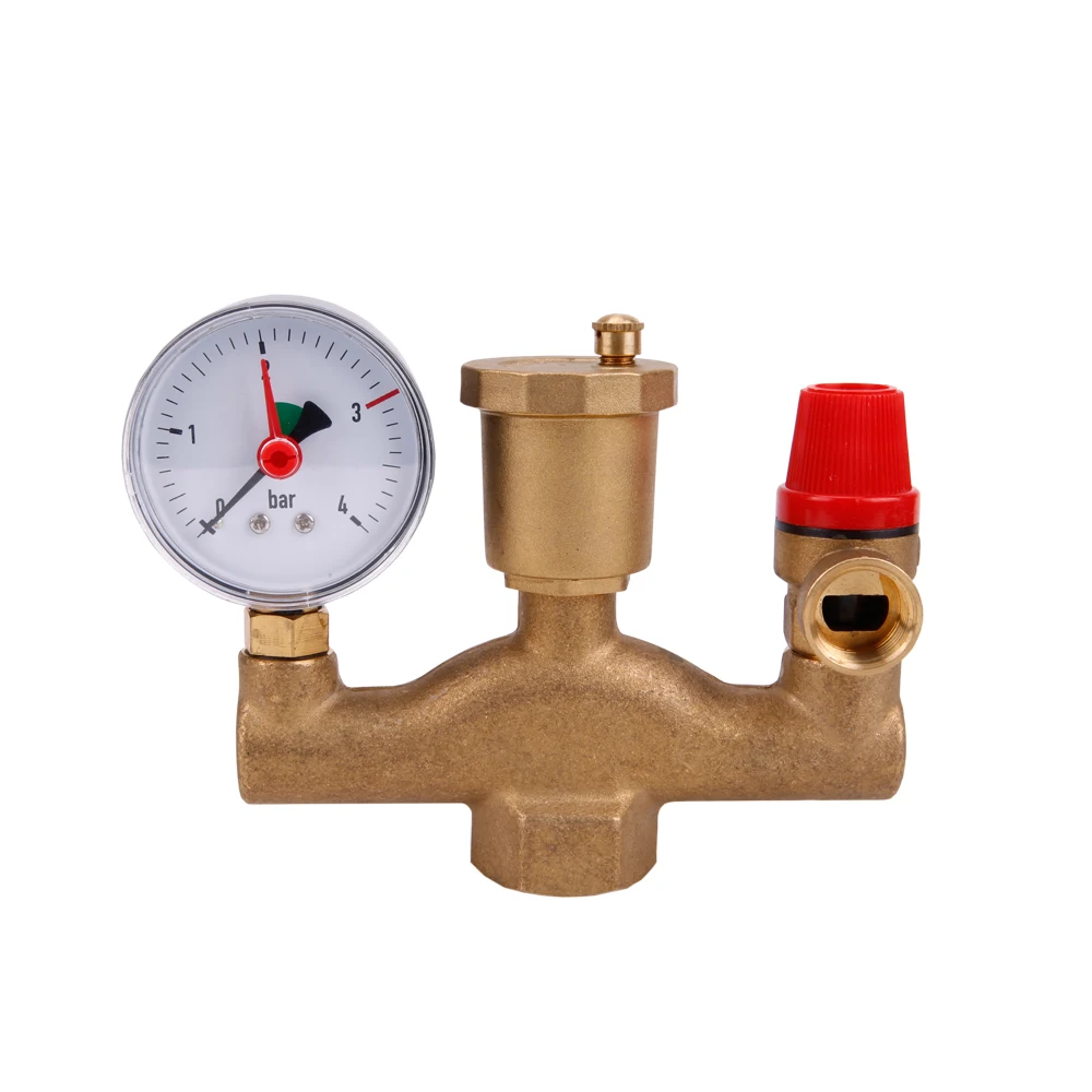 Kaibeili Customized Brass Boiler pressure Relief Valve Parts Set With Vent Valve/safety Valve