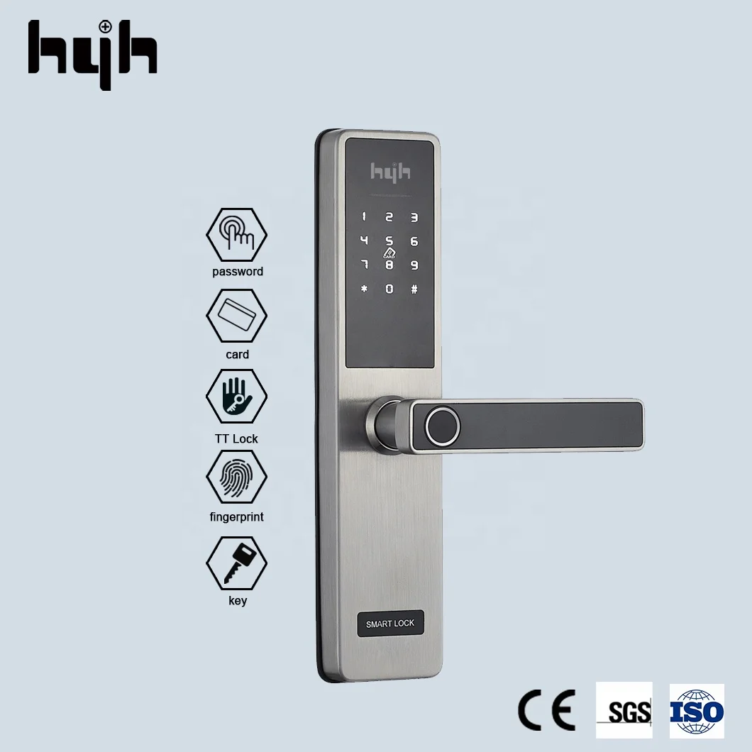 Guangdong-hyh Hardware Blue-tooth Bedroom Best Fingerprint Tuya Wooden Smart Door Lock With TT Hotel System