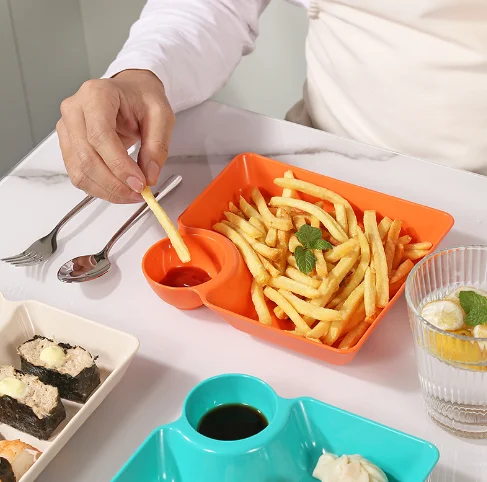 Оптовая продажа дешевая тарелка Gyoza с уксусной тарелкой пластиковая для десерта суши поднос хранения закусок