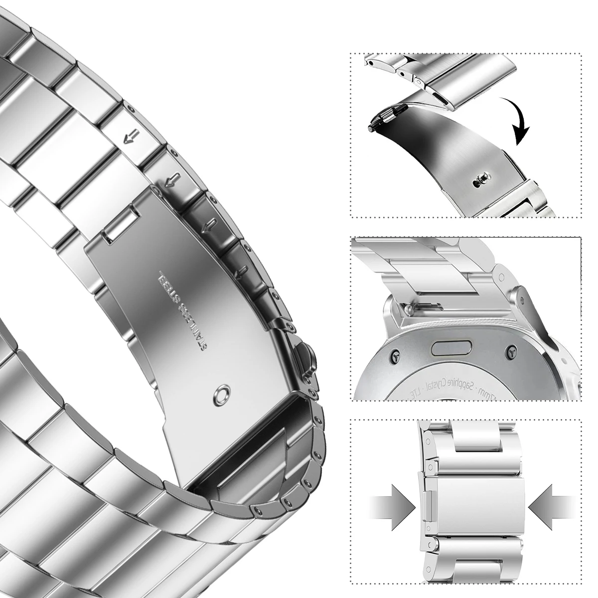 Quick Fit Stainless Steel Strap for Samsung Galaxy Watch 7 Ultra 47mm Metal Bracelet for Galaxy Watch 7 Replacement Accessories