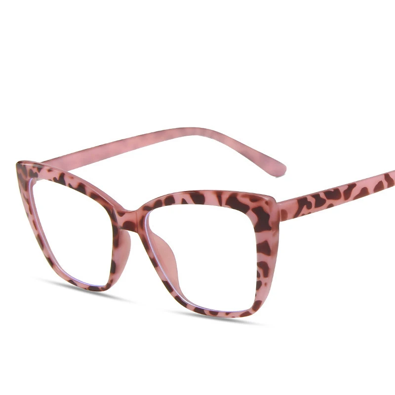 2023 new fashion glasses frame women blue light blocking glasses cat eye flat mirror European and American ins net red big frame