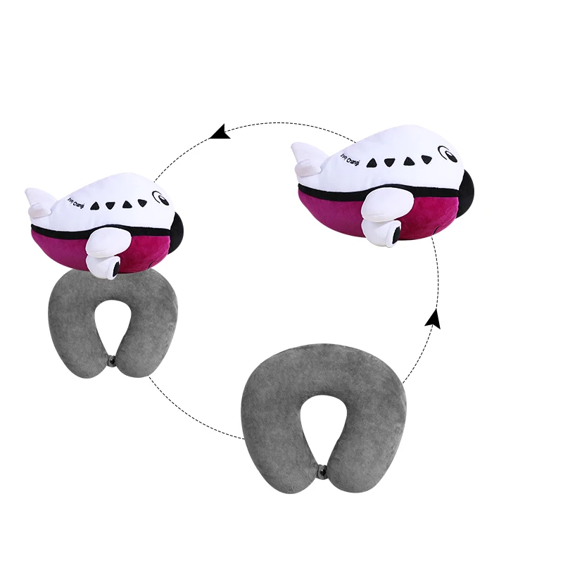 Soft Plush Airplane Design 2 in 1 Reversible Neck Rest polystyrene microbeads Travel Home Use Decorative Pillow