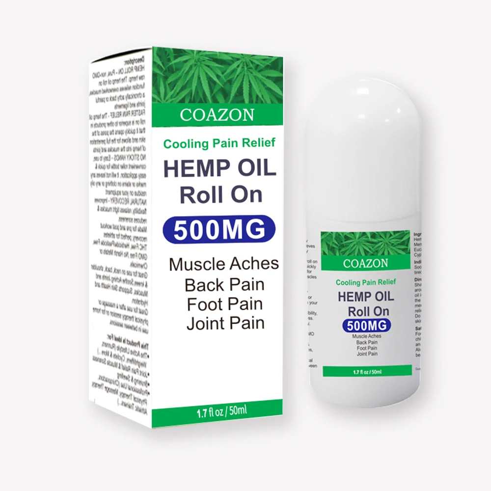 
Cooling Pain Relief Hemp Oil Roll On Topical Pain Numb Fast Acting for Back Tendinitis Muscle Nerve Foot Joints pain relief 50ml 