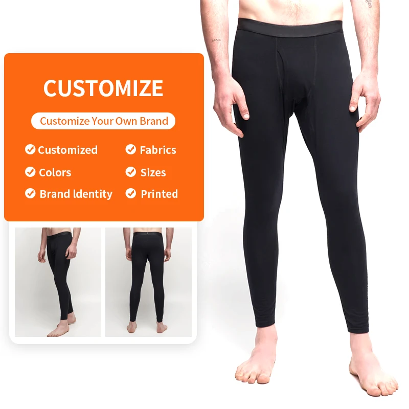 Enerup Merino Wool Polyester Men Base Layer Running Tights Sports Athletic Leggings Thermal Underwear Quick Dry Pants long johns