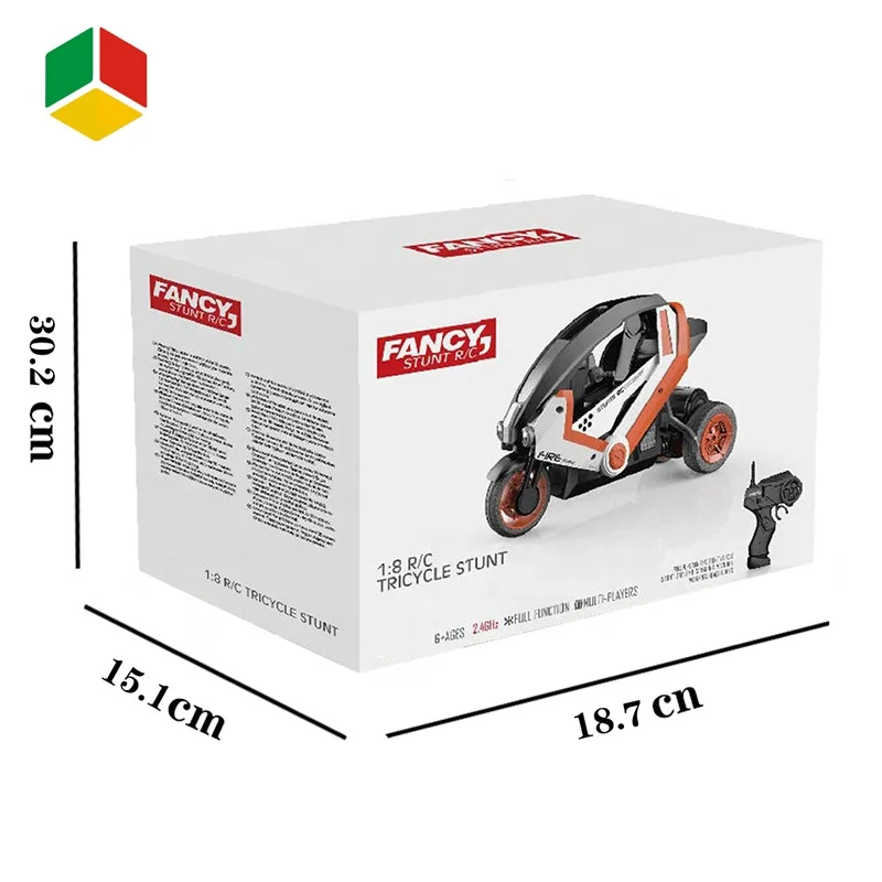 QS Toys 2021 RC Stunt Drift Racing Toy Battery Include RC Motorcycle  2.4G Three Wheels Stunt Car Remote Control Toy With USB