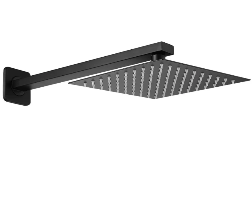 8'  black shower head and shower arm for bathroom