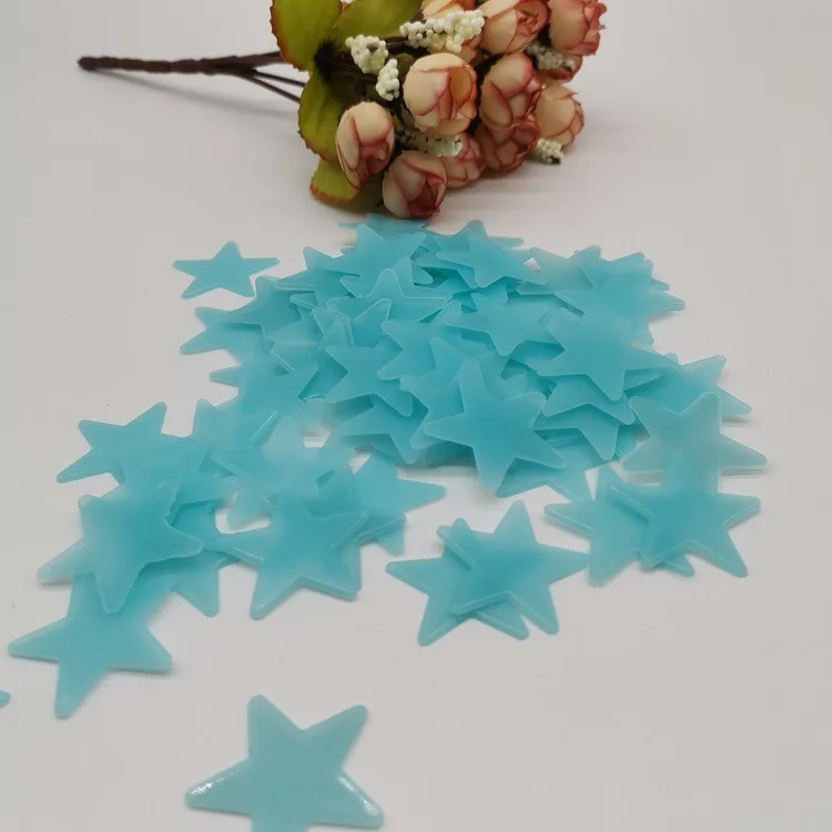 100 Pcs Pack Plastic Glow in Dark Fluorescent 3 cm Luminous Stars Wall Sticker Decal for Kid