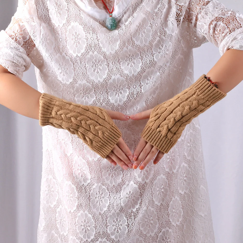 Spot goods Acrylic solid color sun protection and warm long gloves