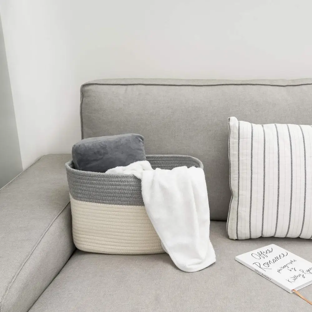 
Cotton Rope Storage Baskets Set of 3 Storage Bins Organizer Decorative Woven Basket for Nursery Baby Clothes, Toy, Makeup 