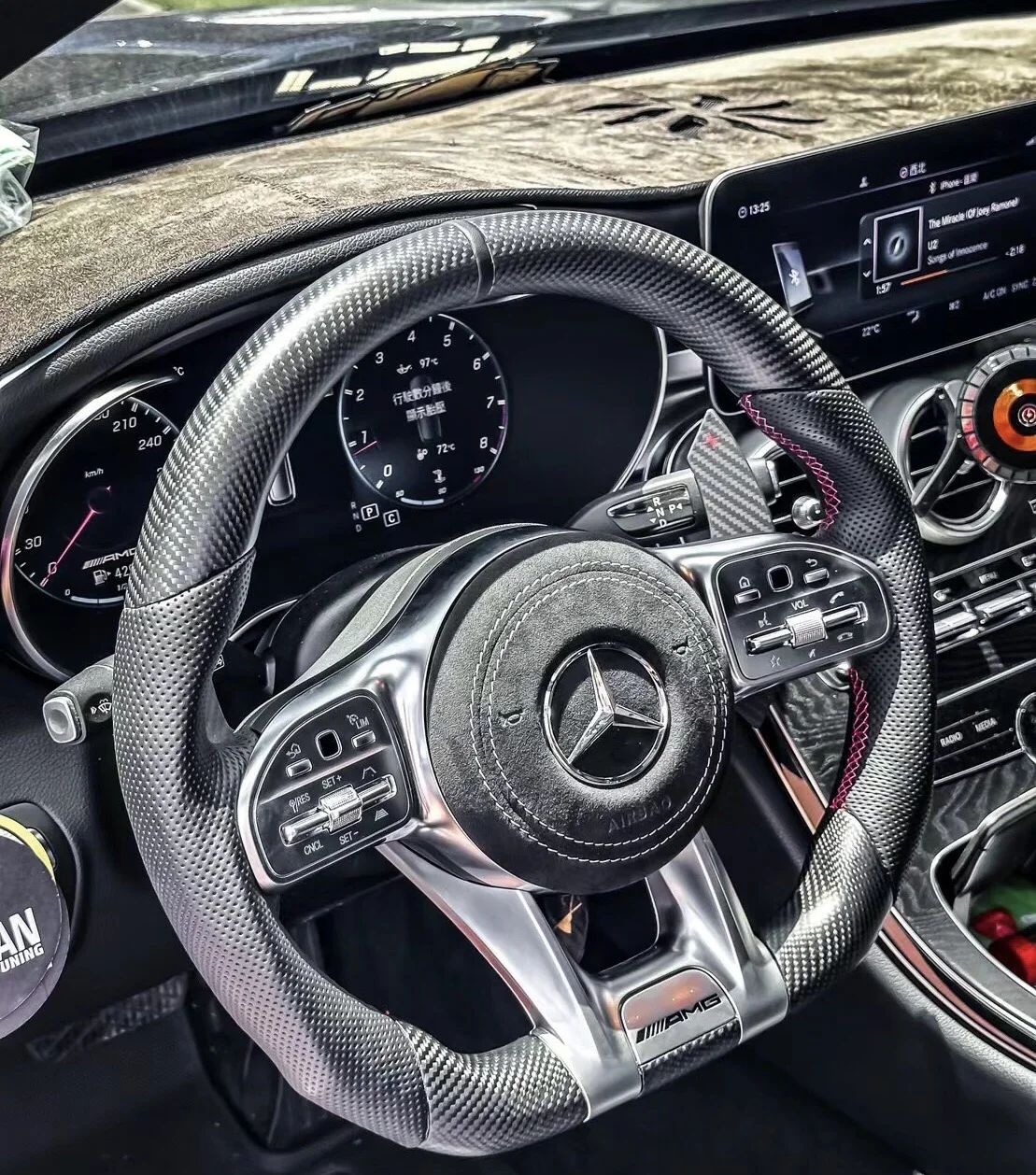 Custom Car Steering Wheel For Mercedes Benz B Class W212 GLA 45 W246 C Class W204 CLA Class C117 Carbon Fiber Steering Wheel