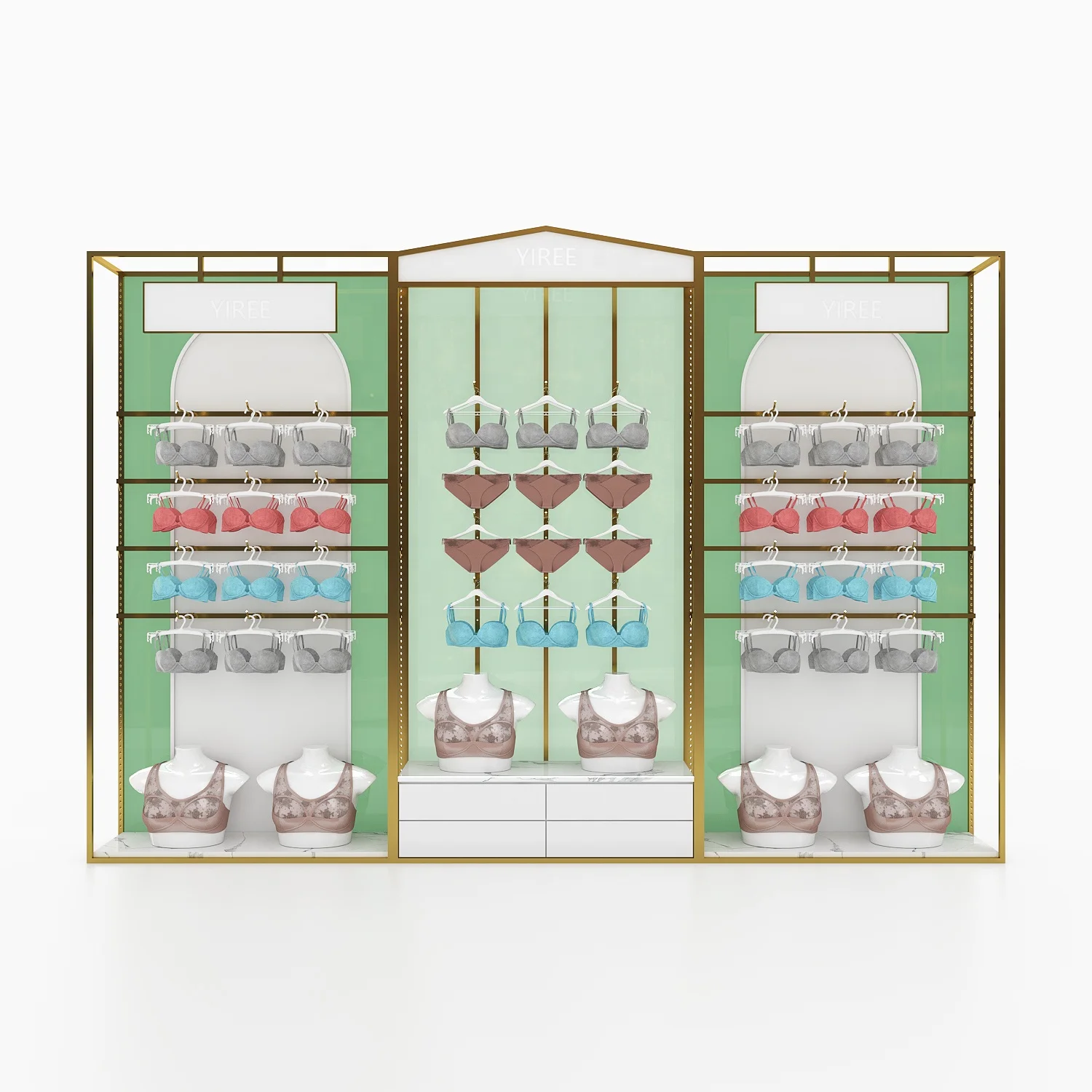 Top retail bra brand underwear store fixture display rack business factory metal wall lingerie shop designs