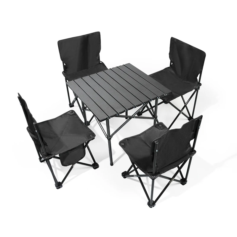 Outdoor Furniture Portable Roll Up Aluminium Heavy Duty Folding Foldable Camping Table And Chairs Set