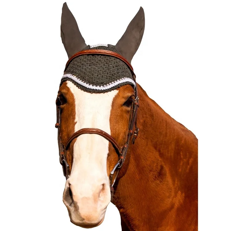 High Quality Teal Horse Fly Veil / Ear Bonnet Shemax Fly Veil For Horse Protection