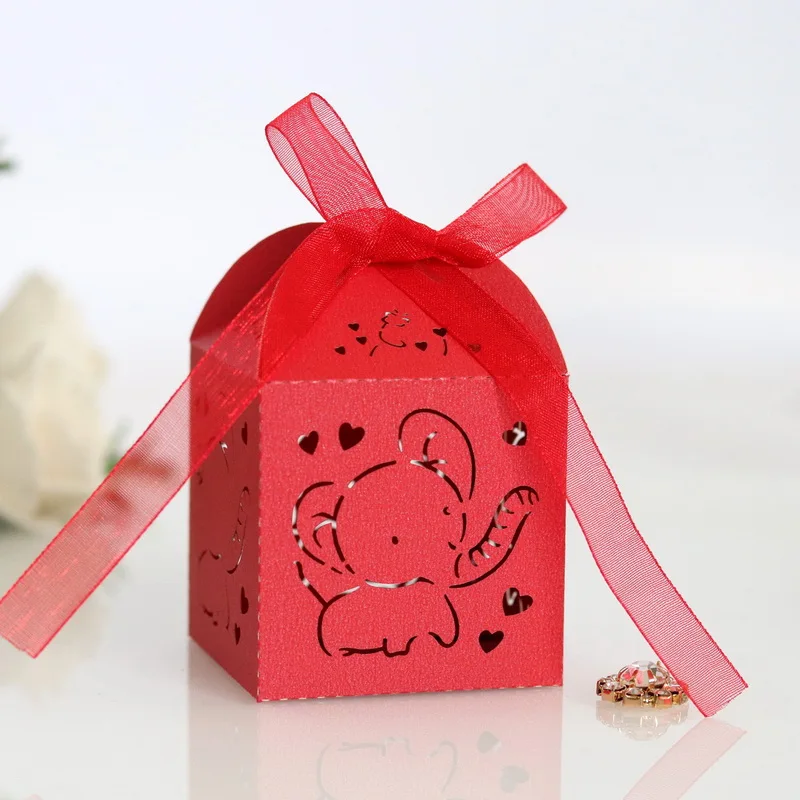 Elephant Laser Cut Paper Wedding Box Candy Sweet Favor Box For Chocolate