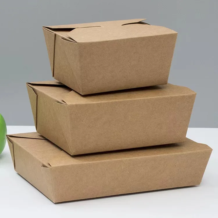 Wholesale Eco Friendly Craft Paper Take Away Lunch Box Kraft Meal Packaging with Embossing and Matt Lamination Folder Type