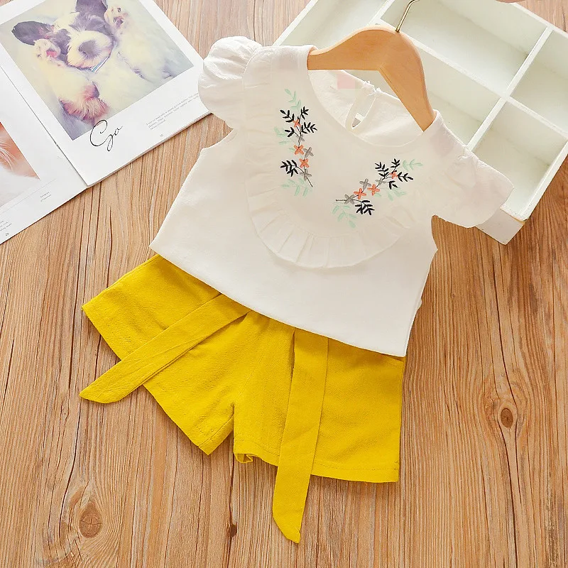 Summer clothes new Japanese and Korean style girl students flying sleeve flower short sleeve shirt cute doll shirt