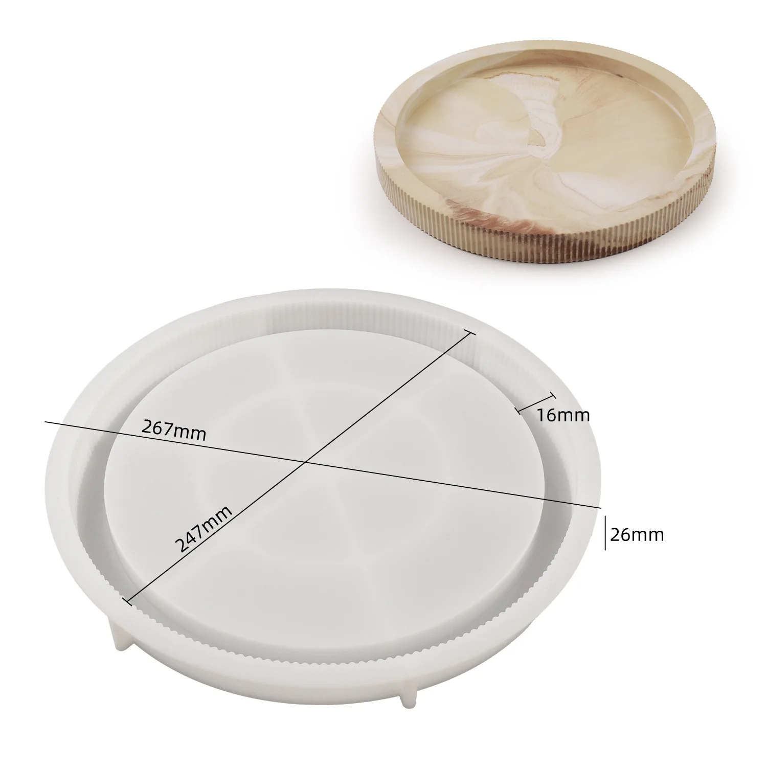 DIY adhesive gypsum cement lace stripes circular disc storage tray mold flower pot base silicone mold