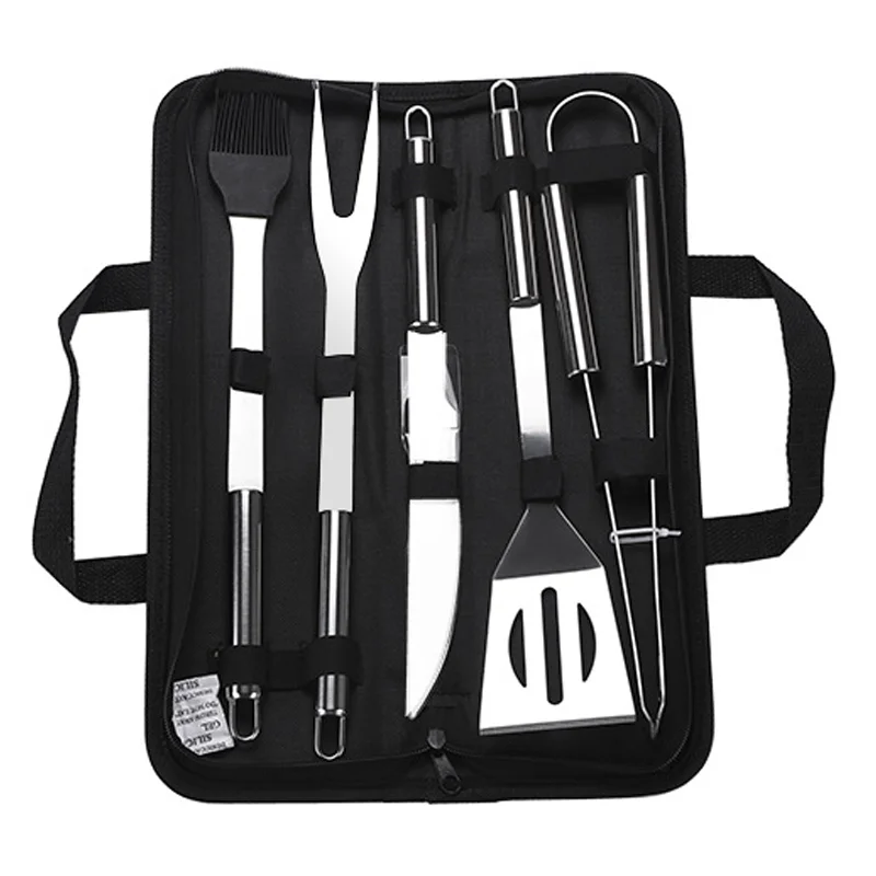 
3 5 7 9 16 18 20 pcs with Nylon Bag BBQ Cleaning Brush Tongs Corn Skewer Spatula Stainless Steel BBQ Grill Tools Set 