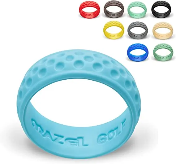 MAZEL Mixed Silicone Fashion Golf Ball Ring Pack of 10Pcs Mens Multi Color Ring Collection Exercise Golf Ring