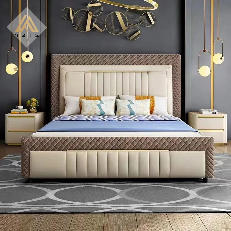 China factory Italian light luxury furniture for bedroom master bed 1.8 meters king size  bed