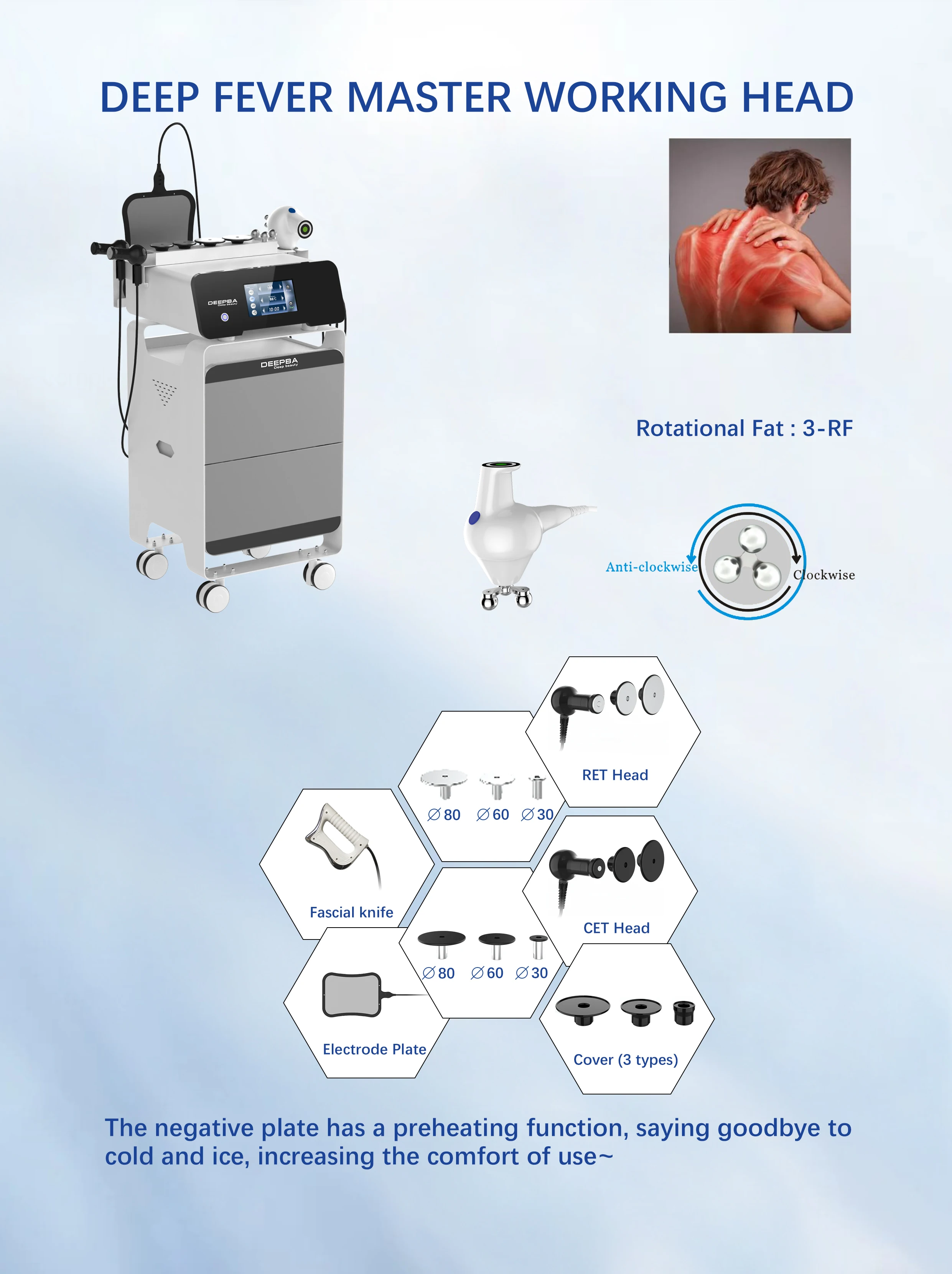 BECO 2024 newest cellulite 3 handles mono polar fat reduction portable radio frequency body sculpting machine