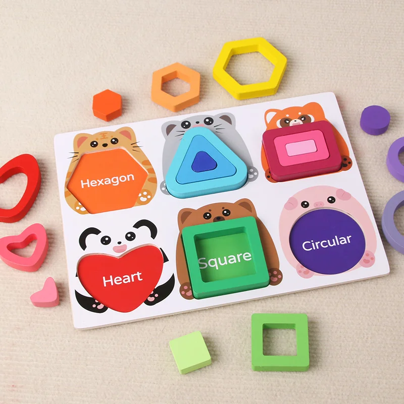 Деревянная доска-головоломка с геометрическим рисунком