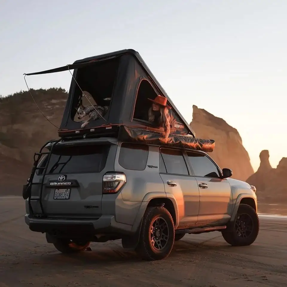 SAN HIMA Easy Set Up Waterproof Slimline Car Hardshell Rooftop Tent 4x4 Off-road Camping Hard Shell Roof Top Tent