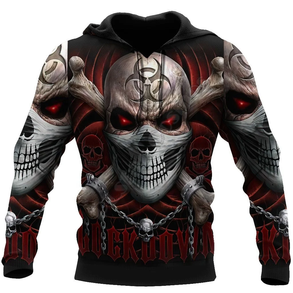 Customization printing pullover hoodie Skull pattern halloween hoodies cotton polyester  digital printing  hoodie breathable