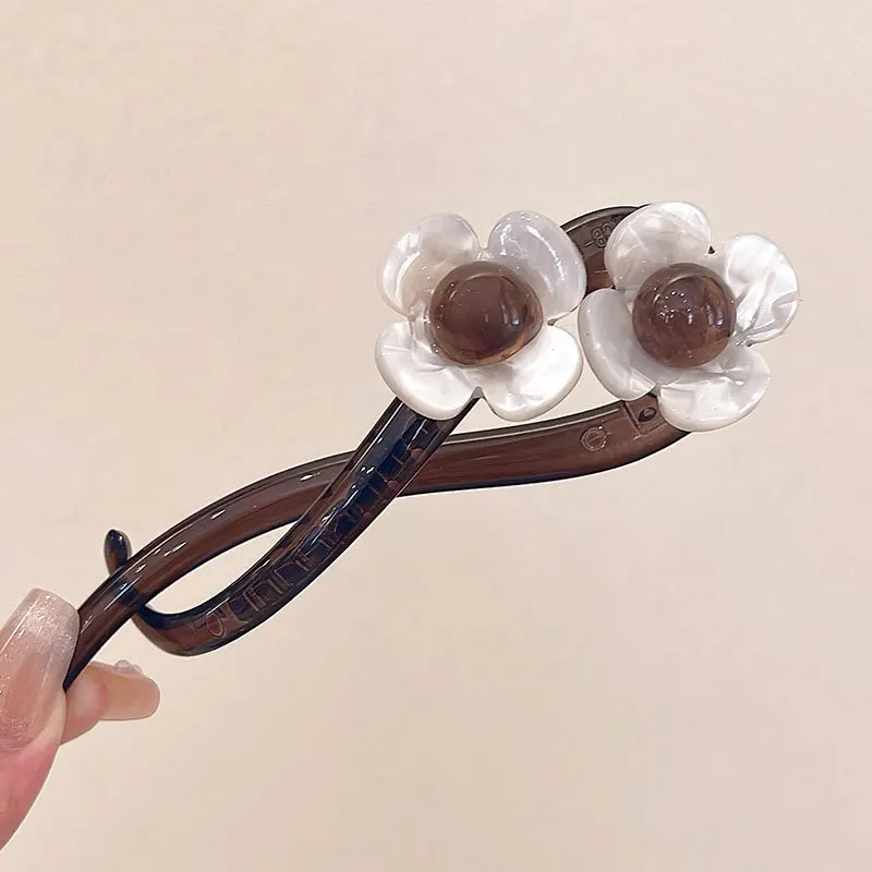 Elegant Women Flower Hair Claw Clip Hollow Banana Clip Hair Accessories Korea Twisted Clip