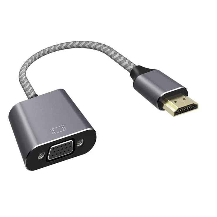  Прямая Заводская поставка hdmi в vga нейлоновый плетеный провод HDMI VGA адаптер кабель алюминиевый корпус