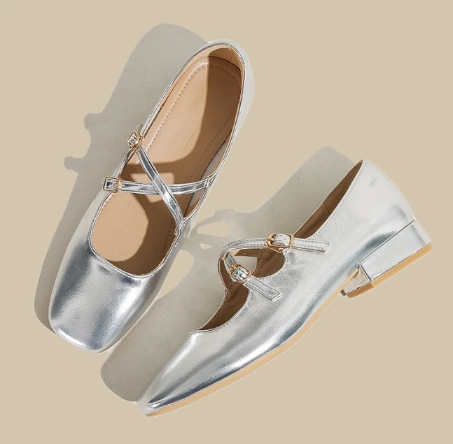 up-5092r 3cm Women Low Heel Shoes 2024 Summer Square Toe Slip on Casual Flats Outdoor Shoes for Ladies