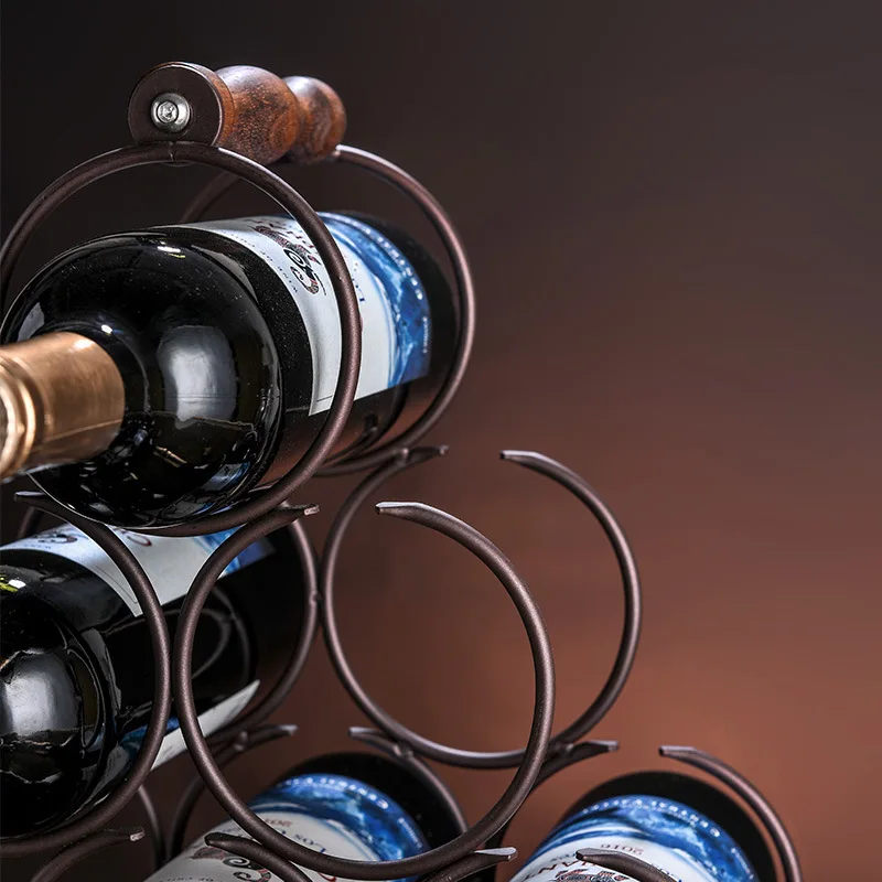 European and American style creative retro multi-bottle wine rack iron and solid wood  wine cabinet bar home decoration