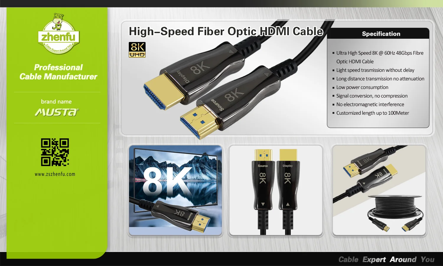 High quality gold plated long hdmi cable 25m 30m high speed hdmi fiber optic cable 8k 2.1 with Amplifier active 8k hdmi cable