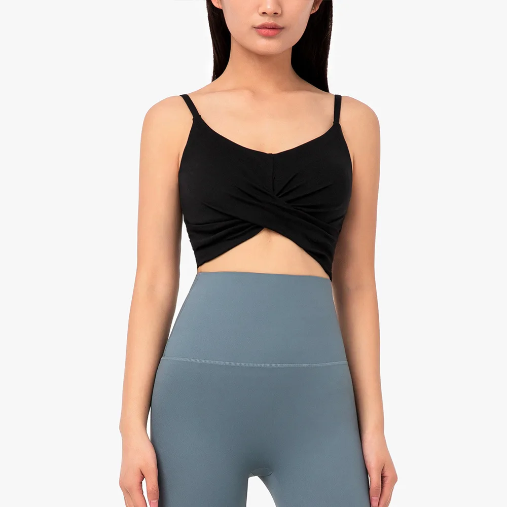 2024 New version slimming sports bra small sling nude sports bra underwear wrapped beauty design yoga