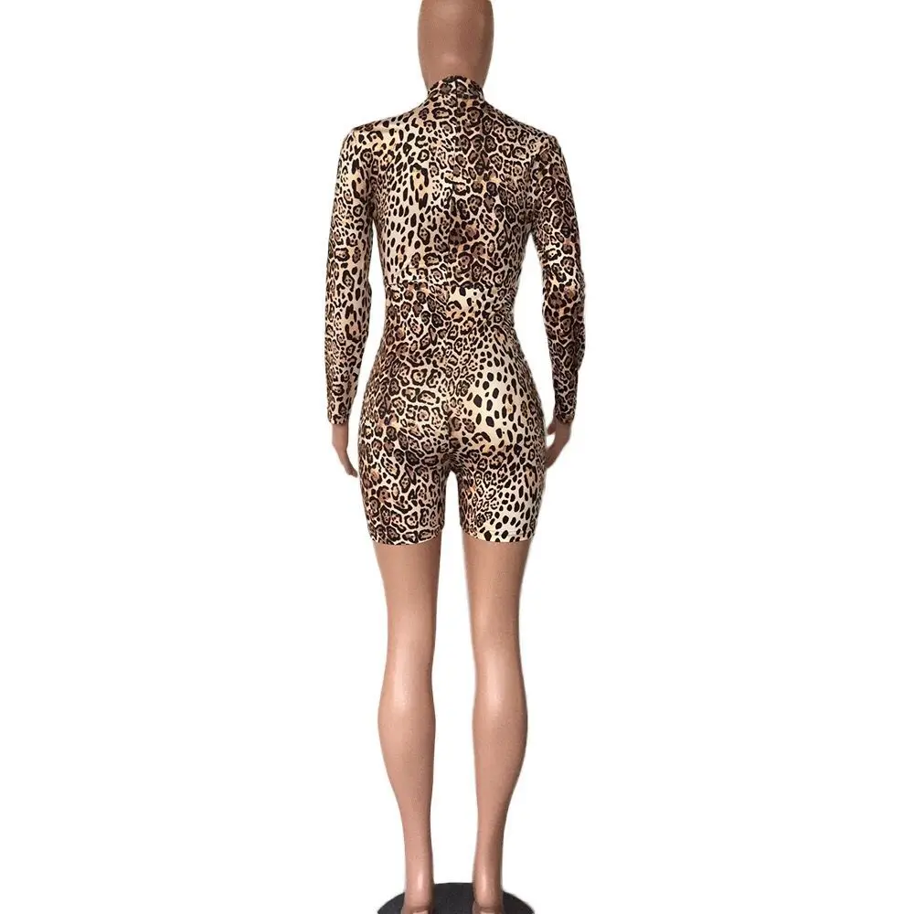 
SP1074W 2020 Sexy One Piece Lady Bodycon Leopard Cheetah Shorts Jumpsuit&Playsuit Plus Size 