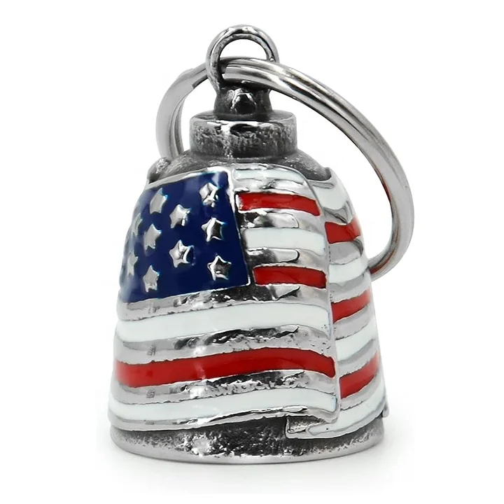 Motorcycle Bicycle Bell Key Chain Accessory Angel for Men Women Motorcycle-American Flag