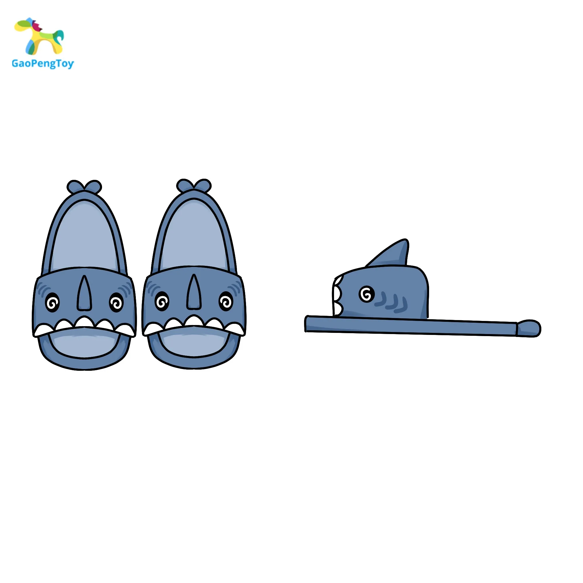 Customized plush original design shark mouth slippers cute for scene home travel office plush animal slippers