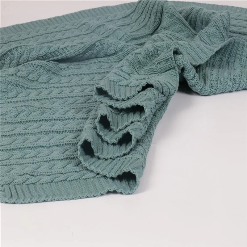 Leesourcing GOTS 100% Organic Cotton Yarn Knit Blanket Baby Swaddle Knitted Blanket